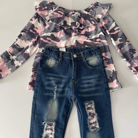 Mia Belle Girls‎ 2 Piece Camo Outfit Size 8Y - Picture 1 of 13